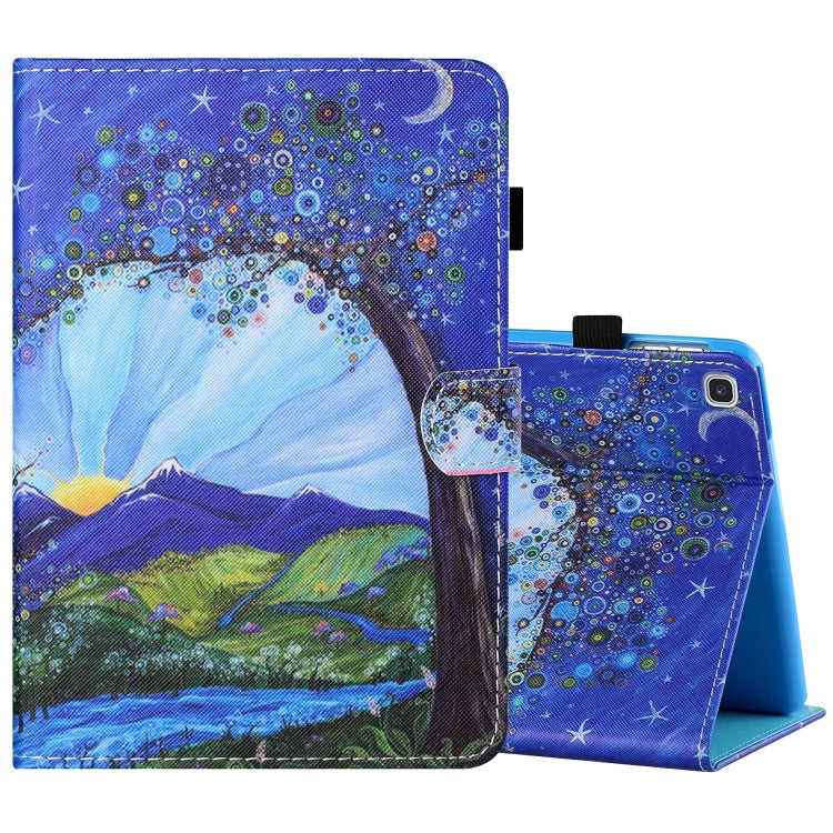 Sewing Thread Horizontal Painted Flat Leather Case with Pen Cover & Anti Skid Strip & Card Slot & Holder & Sleep / Wake-up Function, For Samsung Galaxy Tab A7 2020 T500 / T505, For Lenovo Tab M10 X605F / X505