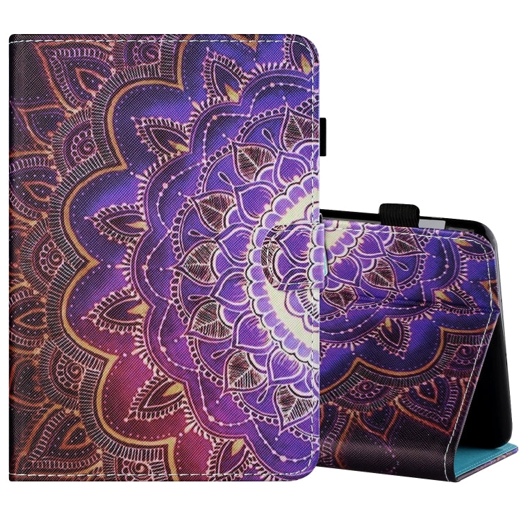 Sewing Thread Horizontal Painted Flat Leather Case with Pen Cover & Anti Skid Strip & Card Slot & Holder & Sleep / Wake-up Function, For Samsung Galaxy Tab S6 Lite SM-P610 / 615, For Amazon Kindle Fire HD8 2020