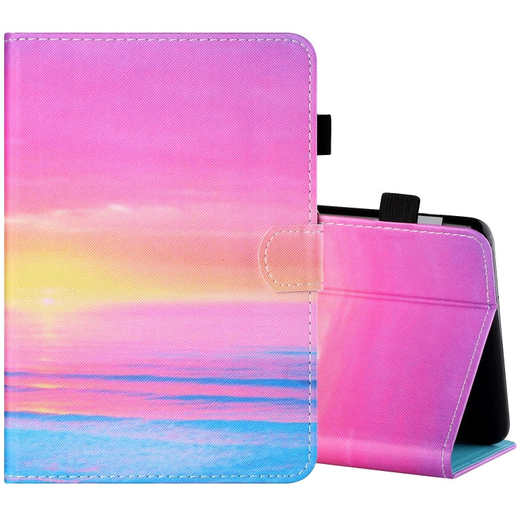 Sewing Thread Horizontal Painted Flat Leather Case with Pen Cover & Anti Skid Strip & Card Slot & Holder & Sleep / Wake-up Function, For Samsung Galaxy Tab S6 Lite SM-P610 / 615, For Amazon Kindle Fire HD8 2020