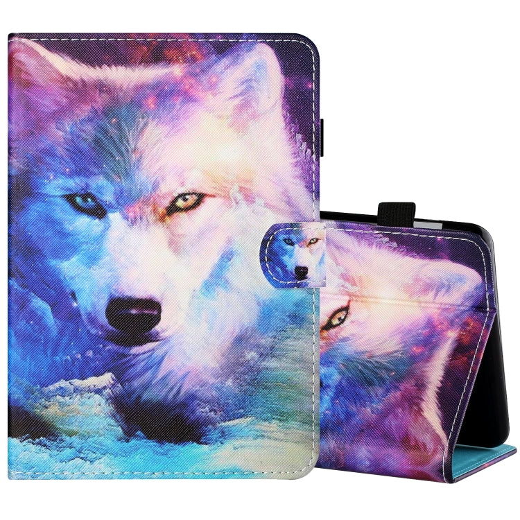 Sewing Thread Horizontal Painted Flat Leather Case with Pen Cover & Anti Skid Strip & Card Slot & Holder & Sleep / Wake-up Function, For Samsung Galaxy Tab S6 Lite SM-P610 / 615, For Amazon Kindle Fire HD8 2020