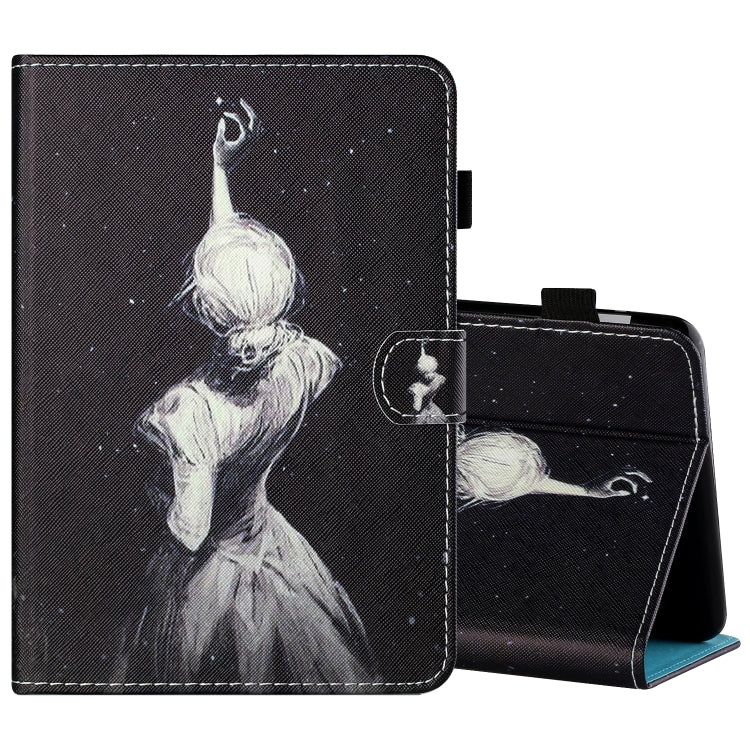 Sewing Thread Horizontal Painted Flat Leather Case with Pen Cover & Anti Skid Strip & Card Slot & Holder & Sleep / Wake-up Function, For Samsung Galaxy Tab S6 Lite SM-P610 / 615, For Amazon Kindle Fire HD8 2020