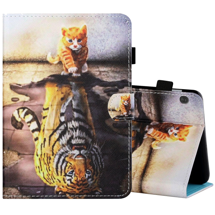 Sewing Thread Horizontal Painted Flat Leather Case with Pen Cover & Anti Skid Strip & Card Slot & Holder & Sleep / Wake-up Function, For Samsung Galaxy Tab A7 2020 T500 / T505, For Lenovo Tab M10 X605F / X505