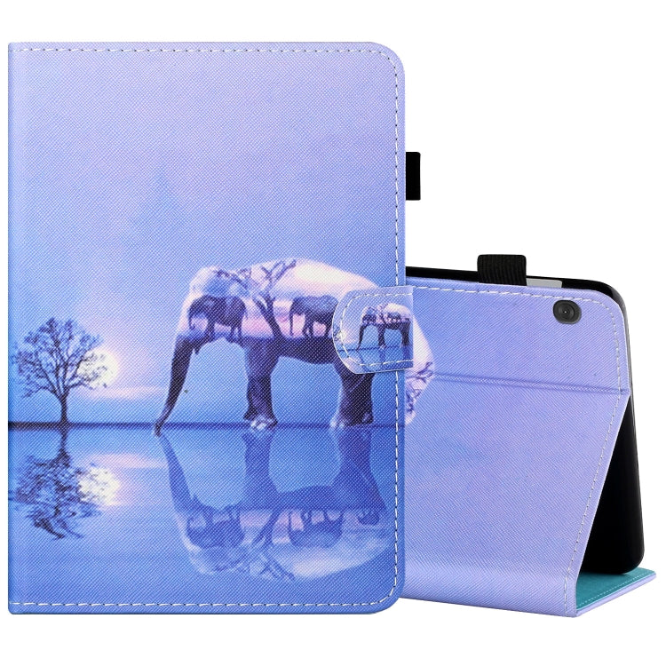 Sewing Thread Horizontal Painted Flat Leather Case with Pen Cover & Anti Skid Strip & Card Slot & Holder & Sleep / Wake-up Function, For Samsung Galaxy Tab A7 2020 T500 / T505, For Lenovo Tab M10 X605F / X505