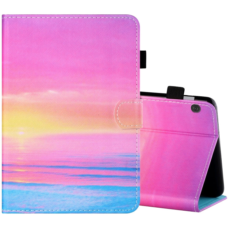 Sewing Thread Horizontal Painted Flat Leather Case with Pen Cover & Anti Skid Strip & Card Slot & Holder & Sleep / Wake-up Function, For Samsung Galaxy Tab A7 2020 T500 / T505, For Lenovo Tab M10 X605F / X505