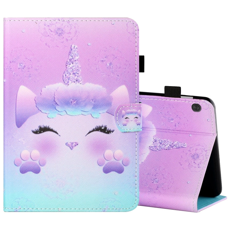 Sewing Thread Horizontal Painted Flat Leather Case with Pen Cover & Anti Skid Strip & Card Slot & Holder & Sleep / Wake-up Function, For Samsung Galaxy Tab A7 2020 T500 / T505, For Lenovo Tab M10 X605F / X505