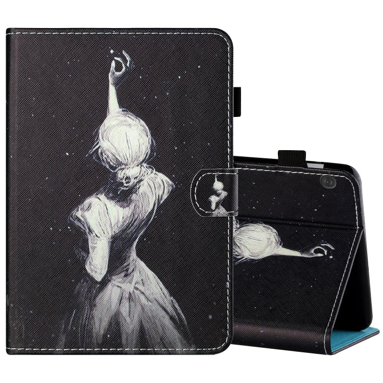 Sewing Thread Horizontal Painted Flat Leather Case with Pen Cover & Anti Skid Strip & Card Slot & Holder & Sleep / Wake-up Function, For Samsung Galaxy Tab A7 2020 T500 / T505, For Lenovo Tab M10 X605F / X505