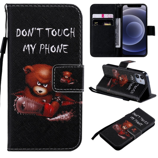 Painting horizontal flip leather case iPhone 12 Pro Max with card holder and lanyard