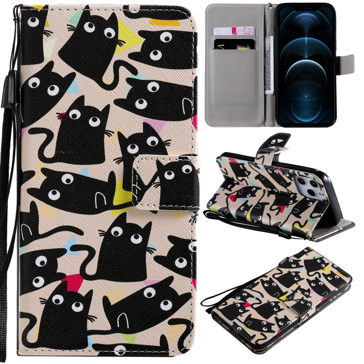 Painting Horizontal Flip Leather Case with Holder & Card Slot & Lanyard, For iPhone 12 mini, For iPhone 12 / 12 Pro, For iPhone 12 Pro Max