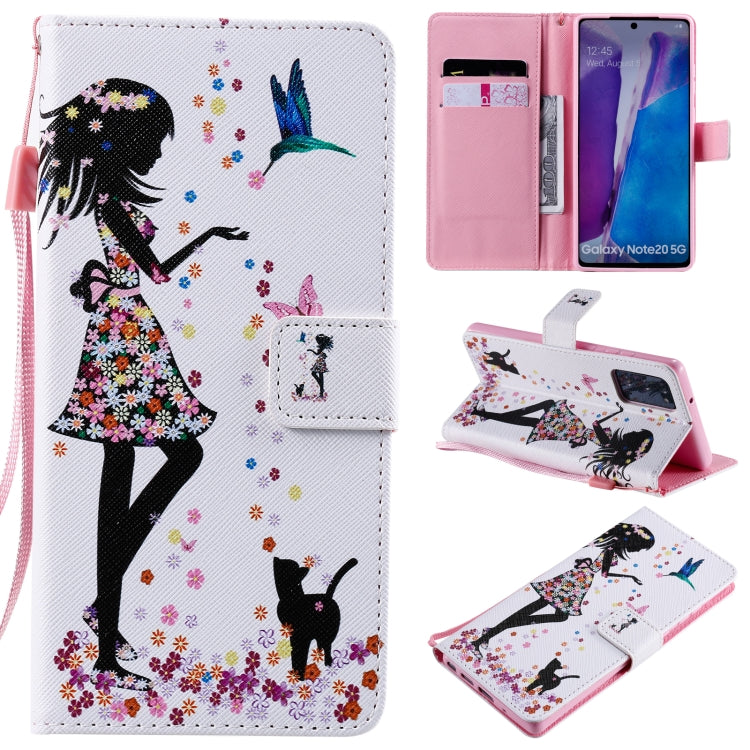 Painting Horizontal Flip Leather Case with Holder & Card Slot & Lanyard, For Samsung Galaxy Note 20