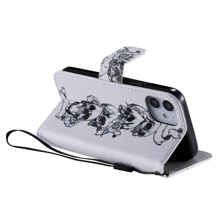 Painting Horizontal Flip Leather Case with Holder & Card Slot & Lanyard, For iPhone 12 mini, For iPhone 12 / 12 Pro