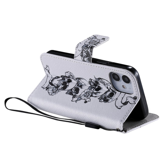 Horizontal flip case iPhone 12 mini displaying detailed painting motif on exterior