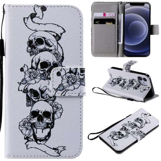 Painting Horizontal Flip Leather Case iPhone 12 mini with card slot and lanyard holder