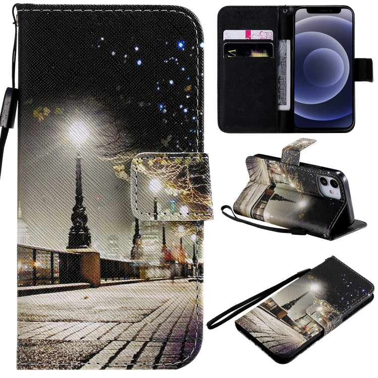Painting Horizontal Flip Leather Case with Holder & Card Slot & Lanyard, For iPhone 12 mini, For iPhone 12 / 12 Pro