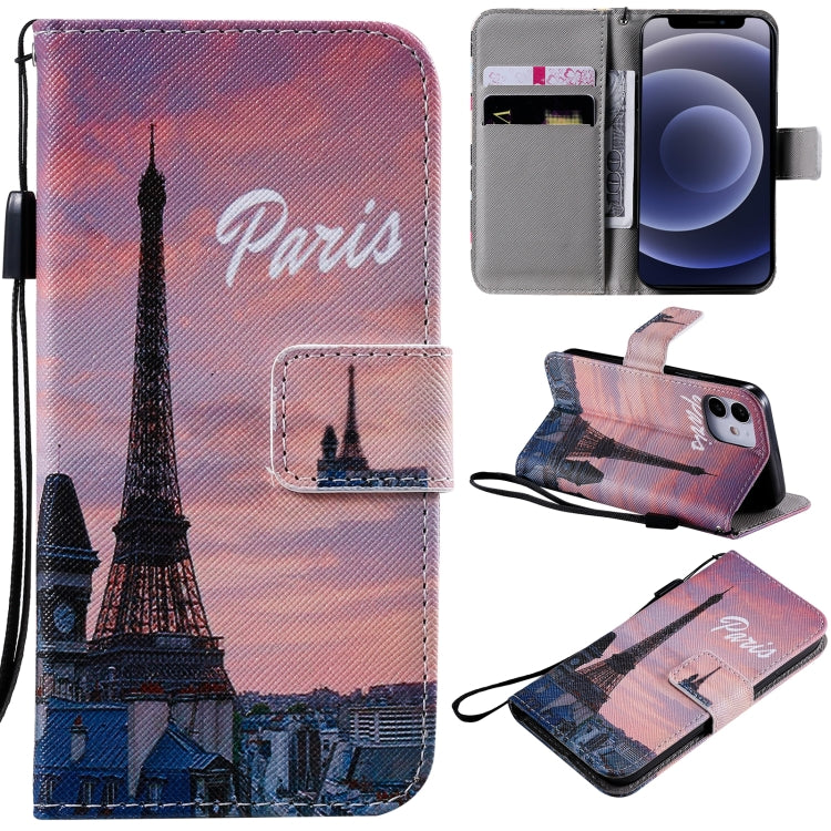 Painting Horizontal Flip Leather Case with Holder & Card Slot & Lanyard, For iPhone 12 mini, For iPhone 12 / 12 Pro