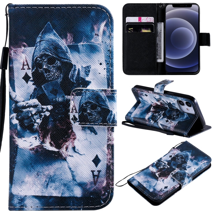 Painting Horizontal Flip Leather Case with Holder & Card Slot & Lanyard, For iPhone 12 mini, For iPhone 12 / 12 Pro