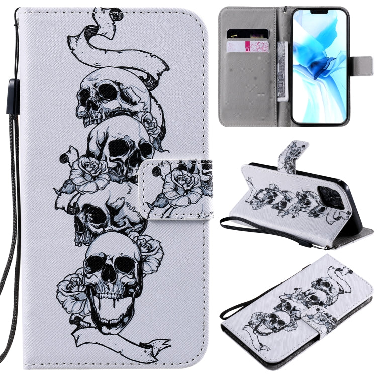 Painting Horizontal Flip Leather Case with Holder & Card Slot & Lanyard, For iPhone 12 mini, For iPhone 12 / 12 Pro