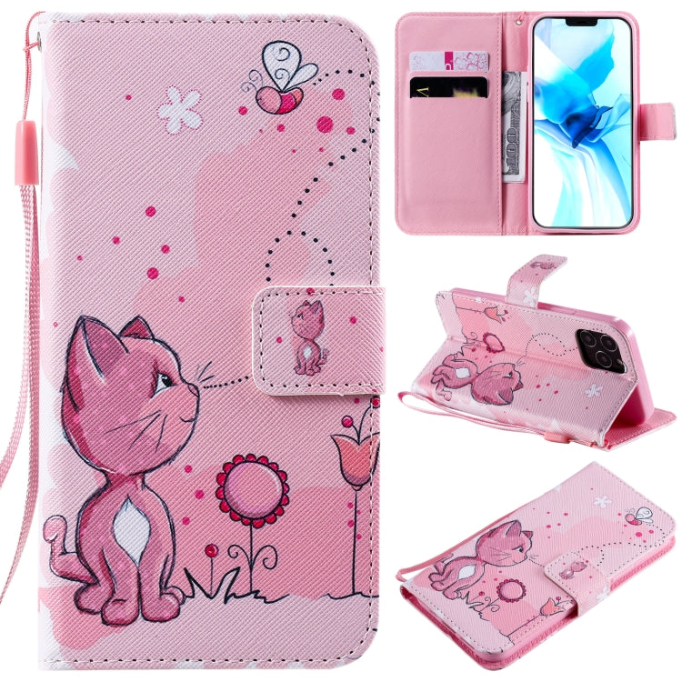 Painting Horizontal Flip Leather Case with Holder & Card Slot & Lanyard, For iPhone 12 mini, For iPhone 12 / 12 Pro