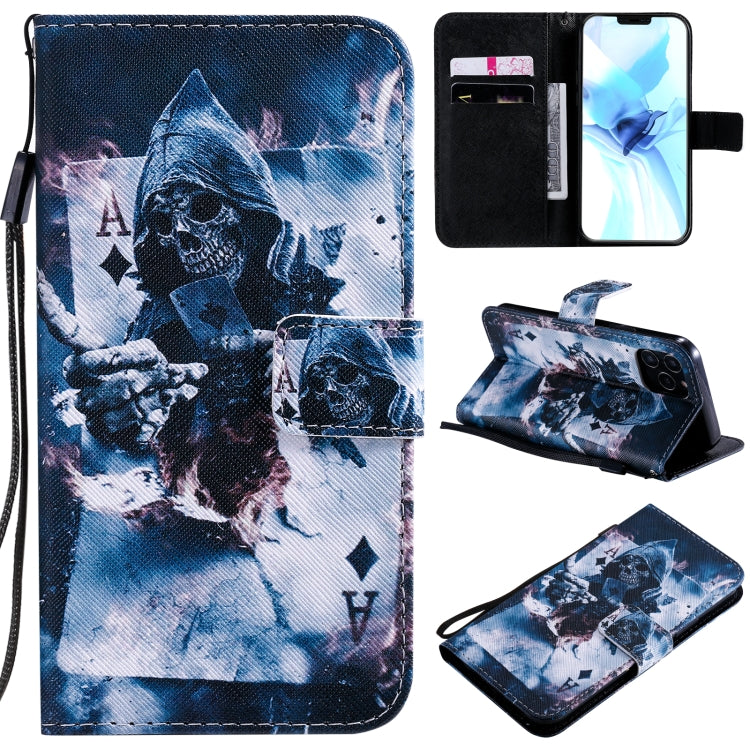 Painting Horizontal Flip Leather Case with Holder & Card Slot & Lanyard, For iPhone 12 mini, For iPhone 12 / 12 Pro