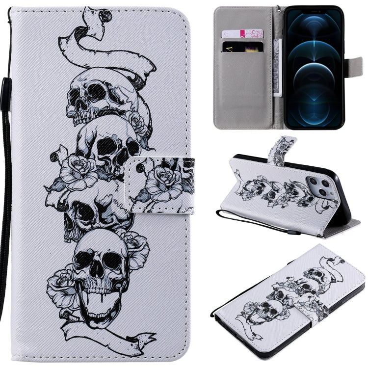 Painting Horizontal Flip Leather Case with Holder & Card Slot & Lanyard, For iPhone 12 Pro Max