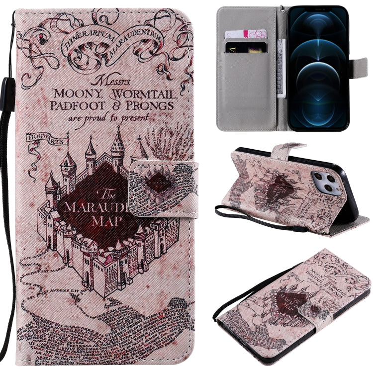 Painting Horizontal Flip Leather Case with Holder & Card Slot & Lanyard, For iPhone 12 Pro Max