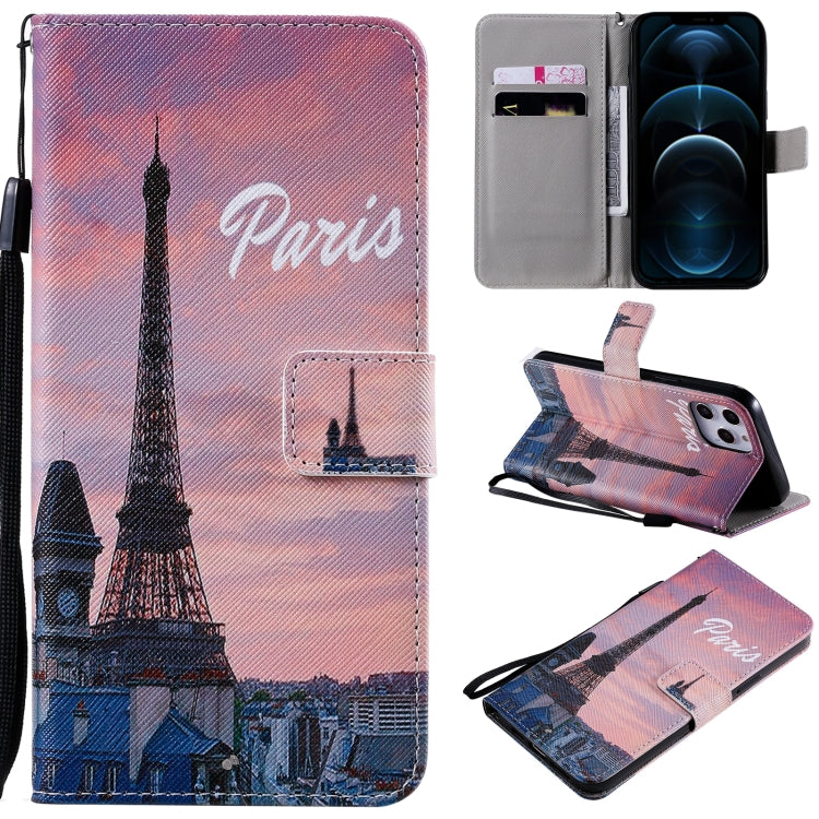 Painting Horizontal Flip Leather Case with Holder & Card Slot & Lanyard, For iPhone 12 Pro Max