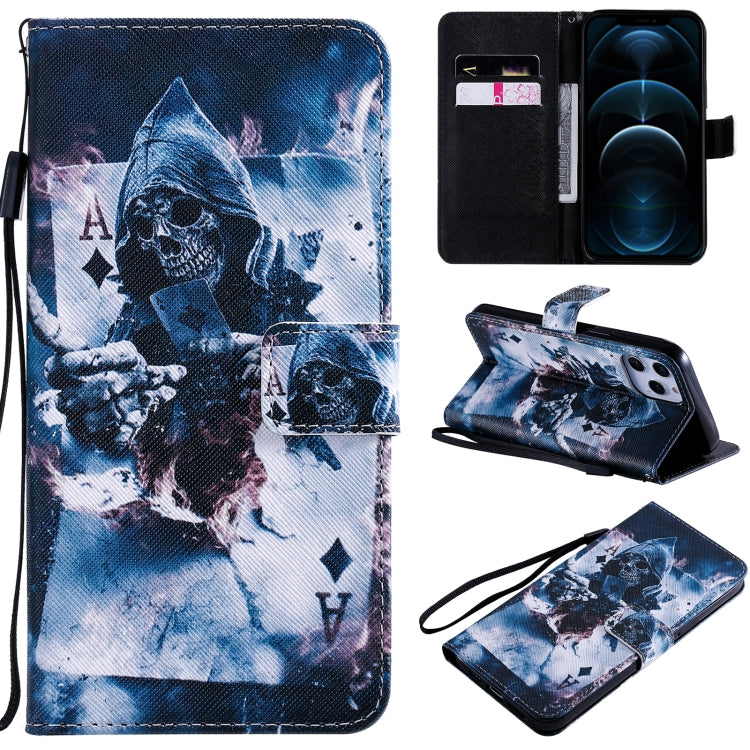 Painting Horizontal Flip Leather Case with Holder & Card Slot & Lanyard, For iPhone 12 Pro Max