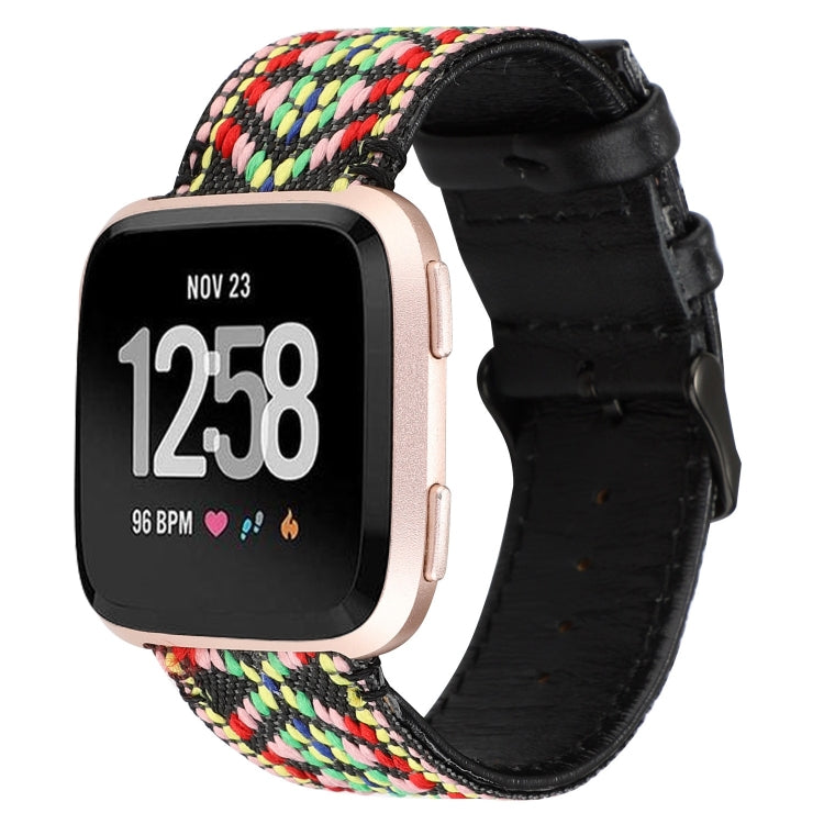 For Fitbit Versa Ethnic Style Genuine Leather Strap