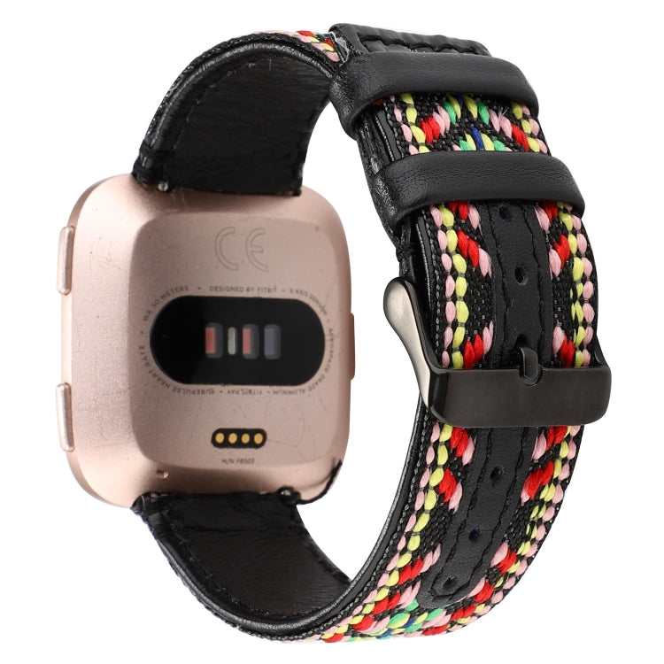 For Fitbit Versa Ethnic Style Genuine Leather Strap