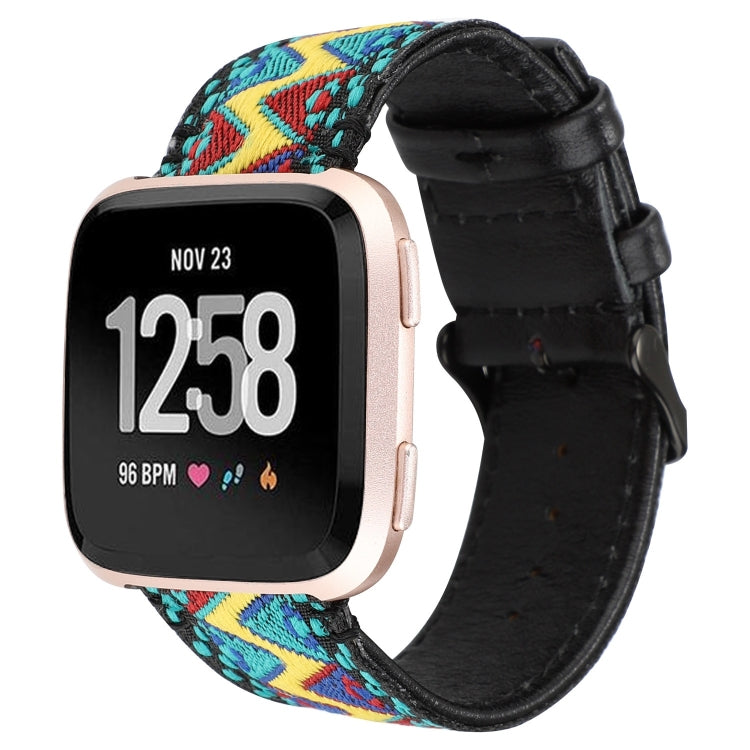 For Fitbit Versa Ethnic Style Genuine Leather Strap