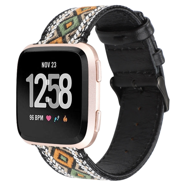 For Fitbit Versa Ethnic Style Genuine Leather Strap