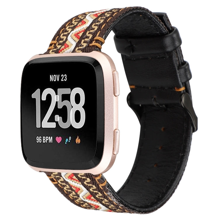 For Fitbit Versa Ethnic Style Genuine Leather Strap