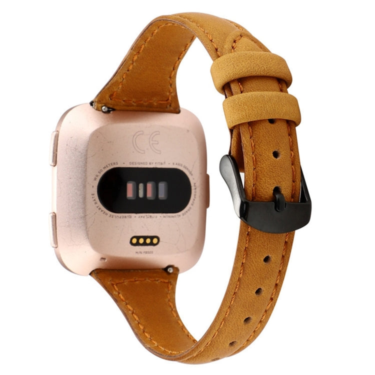 For Fitbit Versa razy Horse Texture Genuine Leather Strap