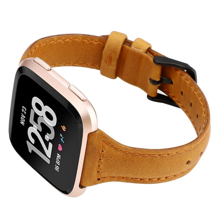 For Fitbit Versa razy Horse Texture Genuine Leather Strap