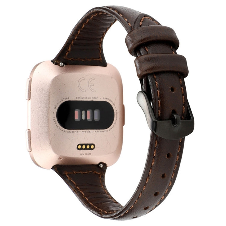 For Fitbit Versa razy Horse Texture Genuine Leather Strap