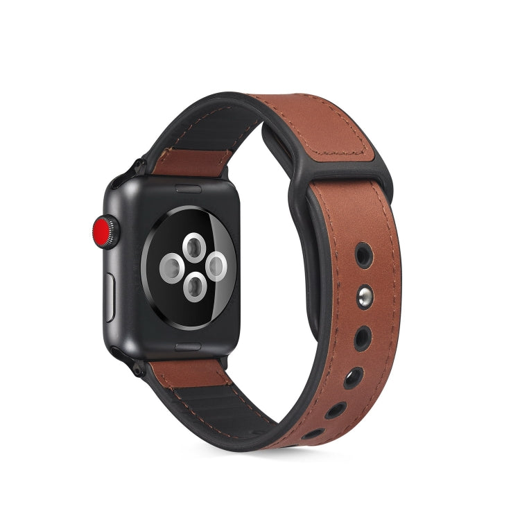 Paste Leather TPU Watchband For Apple Watch Series 6 & SE & 5 & 4 40mm / 3 & 2 & 1 38mm
