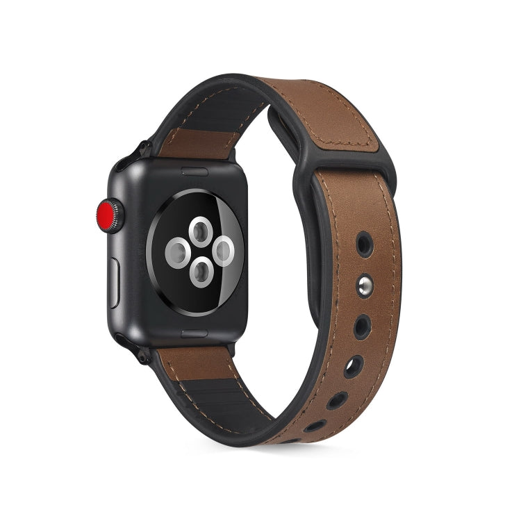 Paste Leather TPU Watchband For Apple Watch Series 6 & SE & 5 & 4 44mm / 3 & 2 & 1 42mm