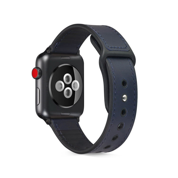 Paste Leather TPU Watchband For Apple Watch Series 6 & SE & 5 & 4 44mm / 3 & 2 & 1 42mm