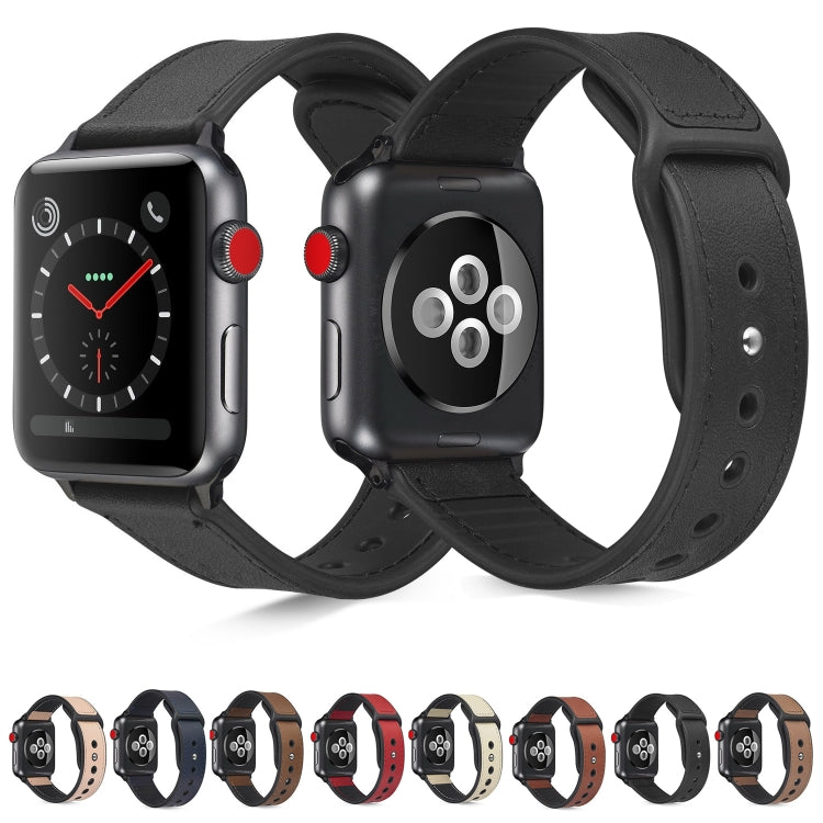 Paste Leather TPU Watchband For Apple Watch Series 6 & SE & 5 & 4 44mm / 3 & 2 & 1 42mm