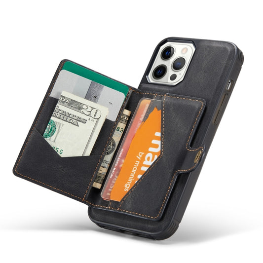 Retro leather iPhone 12 mini case with removable wallet in use