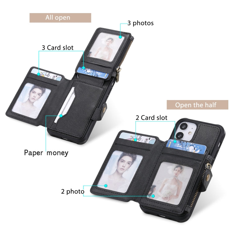 Zipper Shockproof Protective Case with Card Slots & Bracket & Photo Holder & Wallet Function, For iPhone 12 mini, For iPhone 12 / 12 Pro, For iPhone 12 Pro Max, For Samsung Galaxy Note20