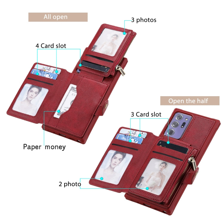 Zipper Shockproof Protective Case with Card Slots & Bracket & Photo Holder & Wallet Function, For Samsung Galaxy Note20 Ultra, For Samsung Galaxy S20 FE 5G