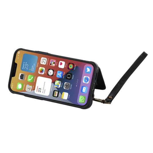 Rugged iPhone 12 mini case with kickstand and credit card pockets