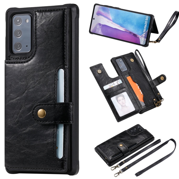 Shockproof Horizontal Flip Protective Case with Holder & Card Slots & Wallet & Photo Frame & Short Lanyard, For iPhone 12 mini, For iPhone 12 / 12 Pro, For Samsung Galaxy Note20, For Samsung Galaxy Note20 Ultra