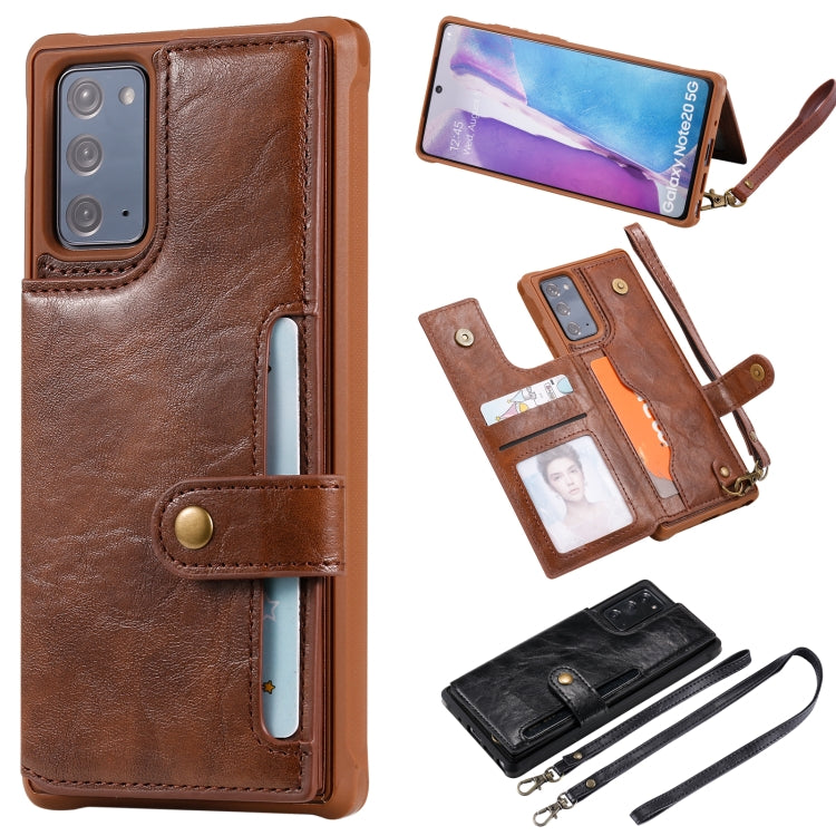 Shockproof Horizontal Flip Protective Case with Holder & Card Slots & Wallet & Photo Frame & Short Lanyard, For iPhone 12 mini, For iPhone 12 / 12 Pro, For Samsung Galaxy Note20, For Samsung Galaxy Note20 Ultra