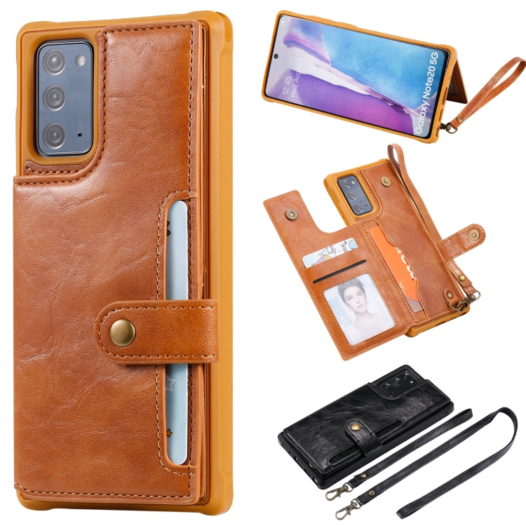 Shockproof Horizontal Flip Protective Case with Holder & Card Slots & Wallet & Photo Frame & Short Lanyard, For iPhone 12 mini, For iPhone 12 / 12 Pro, For Samsung Galaxy Note20, For Samsung Galaxy Note20 Ultra