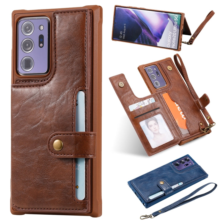 Shockproof Horizontal Flip Protective Case with Holder & Card Slots & Wallet & Photo Frame & Short Lanyard, For iPhone 12 mini, For iPhone 12 / 12 Pro, For Samsung Galaxy Note20, For Samsung Galaxy Note20 Ultra