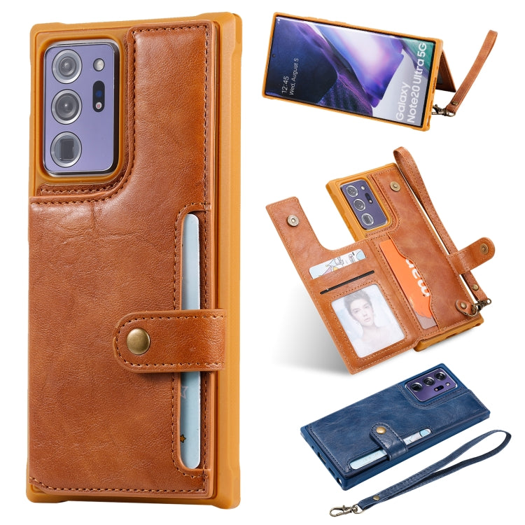 Shockproof Horizontal Flip Protective Case with Holder & Card Slots & Wallet & Photo Frame & Short Lanyard, For iPhone 12 mini, For iPhone 12 / 12 Pro, For Samsung Galaxy Note20, For Samsung Galaxy Note20 Ultra