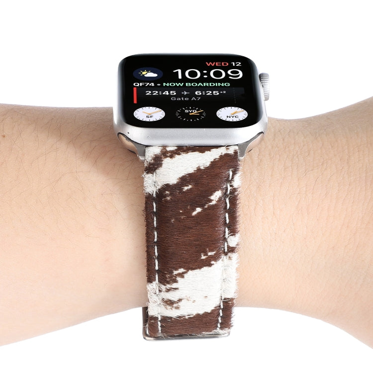 Horsehair Fluffy Leopard Print Leather Watch Strap, For Apple Watch Ultra 49mm / Series 8&7 45mm / SE 2&6&SE&5&4 44mm / 3&2&1 42mm, For Apple Watch Series 8&7 41mm / SE 2&6&SE&5&4 40mm / 3&2&1 38mm�������������������������������������������������������...