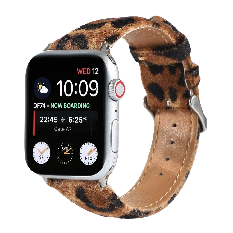 Horsehair Fluffy Leopard Print Leather Watch Strap, For Apple Watch Ultra 49mm / Series 8&7 45mm / SE 2&6&SE&5&4 44mm / 3&2&1 42mm, For Apple Watch Series 8&7 41mm / SE 2&6&SE&5&4 40mm / 3&2&1 38mm�������������������������������������������������������...