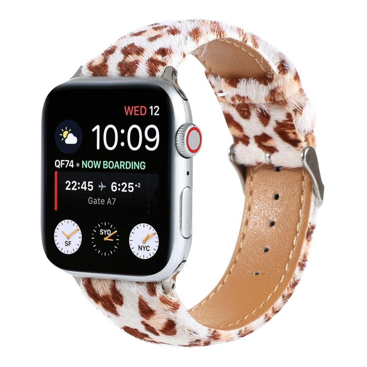 Horsehair Fluffy Leopard Print Leather Watch Strap, For Apple Watch Ultra 49mm / Series 8&7 45mm / SE 2&6&SE&5&4 44mm / 3&2&1 42mm, For Apple Watch Series 8&7 41mm / SE 2&6&SE&5&4 40mm / 3&2&1 38mm�������������������������������������������������������...